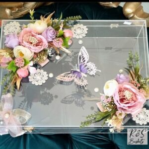 Acrylic Box With Artificial Rose Decor