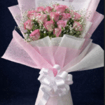 Elegant anniversary pink rose delivery bouquet