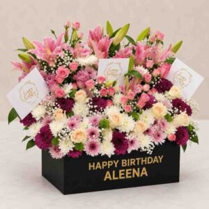 A personalized birthday flower box available for birthday flower delivery Lahore.