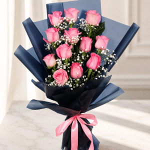 A beautiful pink rose bouquet for those looking to Send flowers to Pakistan from UK.