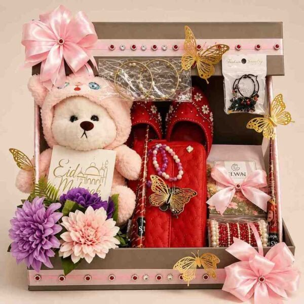 A curated gift hamper for girls available for Eid gift delivery Lahore.