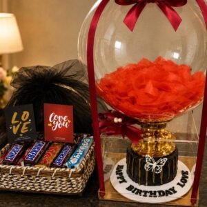 A luxury chocolate hamper and cake set, ideal for Birthday gift delivery Lahore.