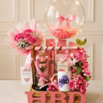 A beautiful pink birthday gift hamper for those looking to send Gift hampers to Pakistan from UK.