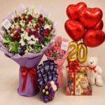 An ultimate birthday gift combo featuring flowers and chocolates available for Birthday gift delivery Lahore.
