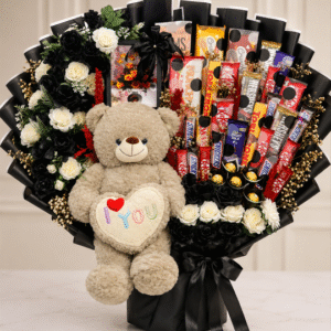 A grand chocolate and floral bouquet for customers looking to send Chocolate and flowers to Pakistan from London.