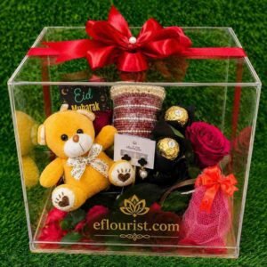 Elegant Acrylic Eid Gift Box featuring Eid gifts for wife.