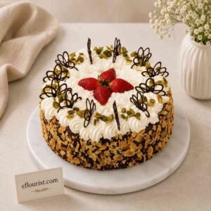 Almond strawberry cake from fresh bakery Lahore