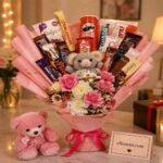 A beautiful chocolate bouquet in Lahore featuring assorted chocolates and flowers.