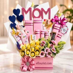 Deluxe Mother's Day Hamper featuring chocolates and flowers, one of the best gifts for Mom.