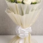 A stunning white rose bouquet, perfect for flower gift delivery Lahore.