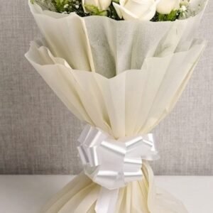 A stunning white rose bouquet, perfect for flower gift delivery Lahore.