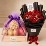 A Get Well Soon fruit basket and rose bouquet ready for Gift delivery Lahore.