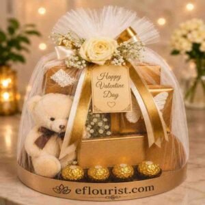 Golden Valentine Gift Hamper is ideal for Valentine's Day gifts.