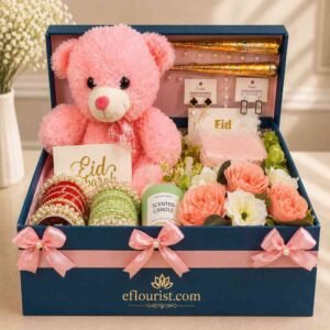 Festive Pink Eid Gift Box designed for Eid gift hampers.