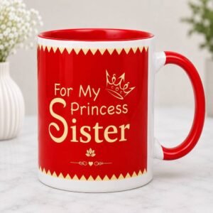 Decorative Princess Sister mug used for birthday gift ideas.