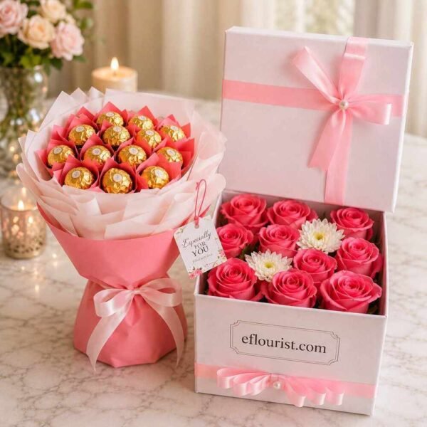 Rose and Chocolate Combo set, ideal for Valentine gift delivery Lahore.
